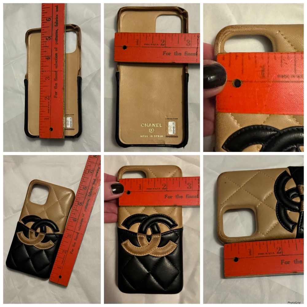 AUTHENTIC CHANEL Tan Black Matelasse Leather Interlocking CC Quilted Phone Case - Picture 16 of 16
